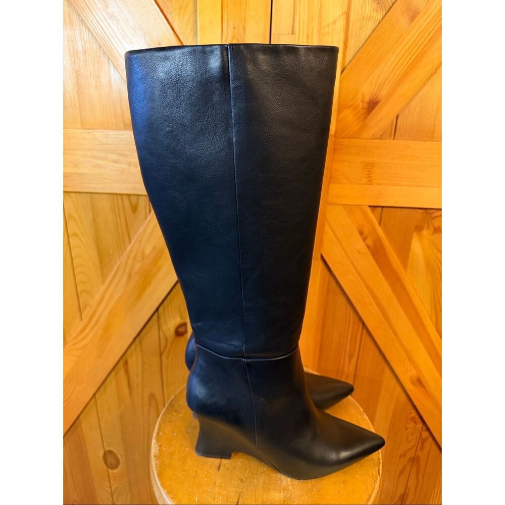 Worthington Black Knee-High Pointed-Toe Wedge Boots